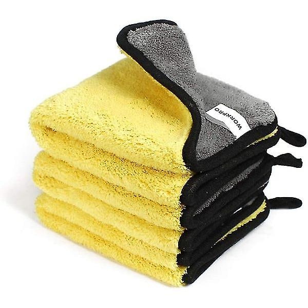 3-pack Mikrofiberbilar Rengöringsdukar, Supersugen Mikrofiber Tjocka Plyschdukar för Bil- och Motorcykellackvård, Rengöring, Polering