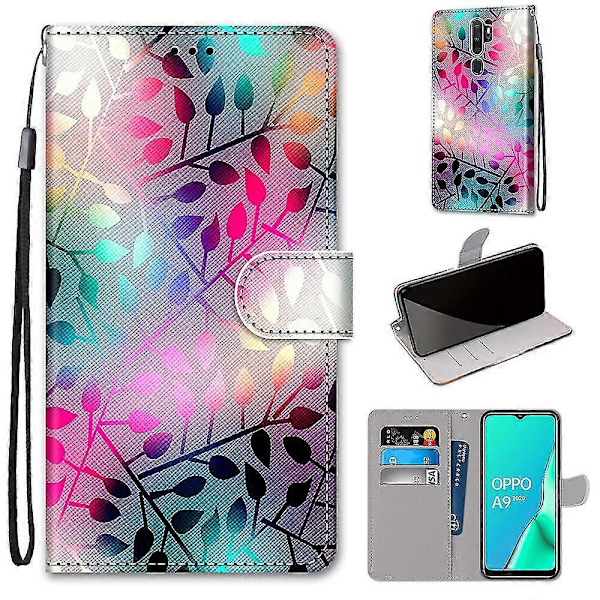 Oppo A5 2020 -kotelo, Maalattu Flip-kansi Magneettilukolla, Stained Glass