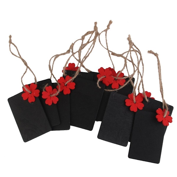 10 st Mini Rektangulär Hängande Trä Griffeltavla Present Prislappar (Röd Blomma)