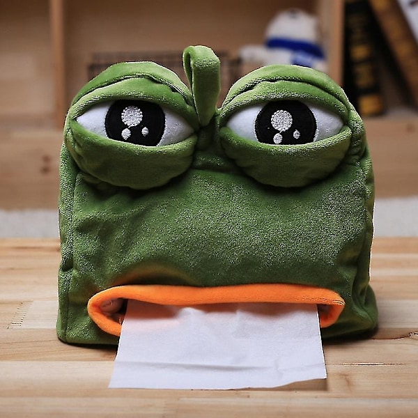 Cartoon Sad Pepe Frog Anime Plush Tissue Box