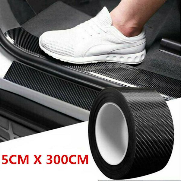 5cm*3m Karbonfiber Bilsticker Dørterskelbeskytter Skrapeplate Trim Tilbehør