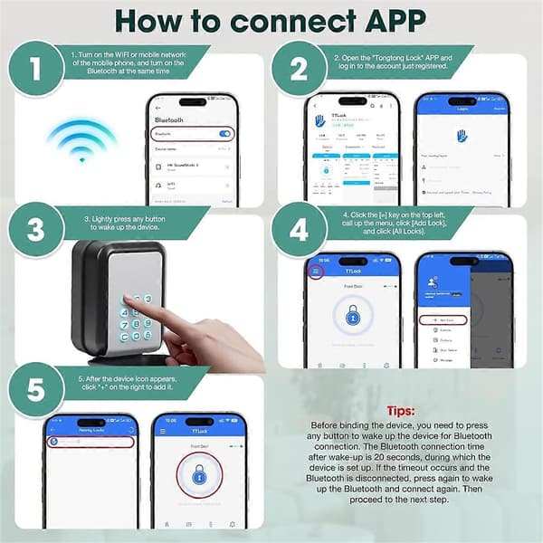 Smart Key Lock Box Elektronisk Bluetooth Låseboks med APP-styring