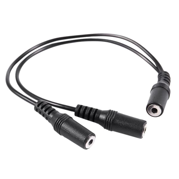 28cm 3,5 mm Hun til Dobbelt Hun Y-Splitter Stereo Lydkabel Sort