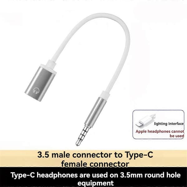 3,5 mm han til Type C hun lydkabel, analogt lydstik hovedtelefon lydadapter til MP3 Pla