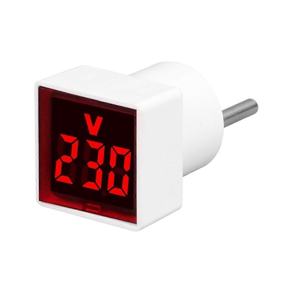 Digital Voltmeter Fyrkantig AC220V Spänningstestare med LED-display och Indikeringslampa EU-kontakt Röd