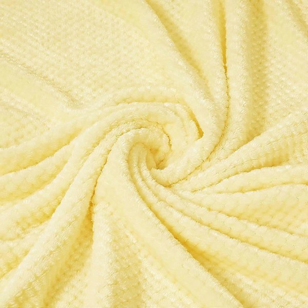 Vaffelteksturert Ekstra Stort Fleecepledd, Supermykt og Varmt Kastepledd for Sofa og Seng (Lys gul, 127*178cm) - Koselig, Fuzzy og Lettvektig