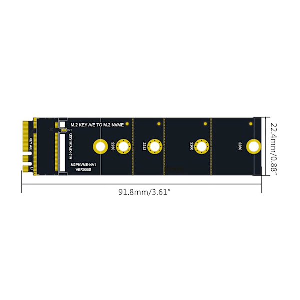 M2 för KEY A-E till M2 NVME Adapter Card NVME KEY-M Expansionsstöd för M.2 SSD