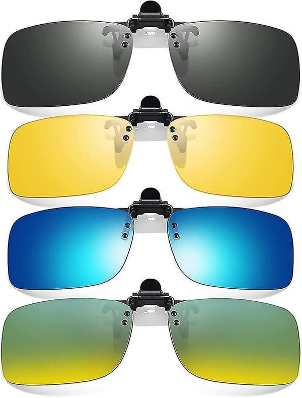 Klipp-på Solglasögon 4-pack, Polariserande Linser Passar Över Glasögon, Uppfällbara