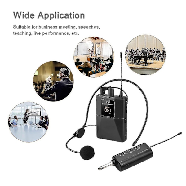 UHF Trådlöst Mikrofonheadset med Sändare och Mottagare, LED Digital Display Bodypack -CDSX