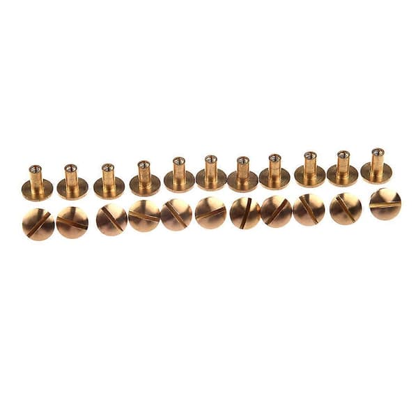 10x Arc Solid Messing Knapp Stud Skrue Spiker Skrue bak Lærbelte 8mm