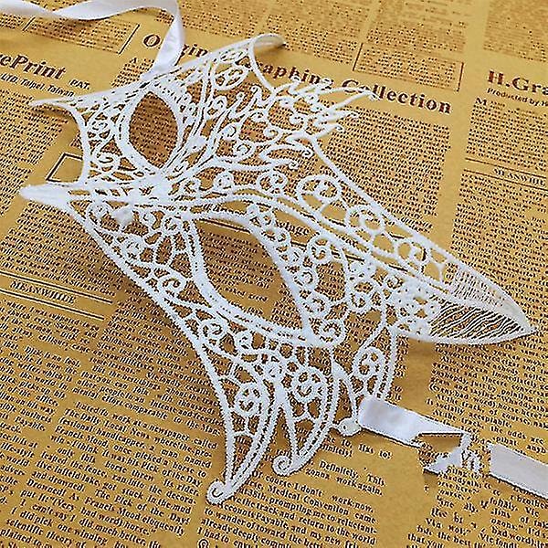 Form Hollow Out Lace Halloween Aftonfest Prom Maskerad Mask Spets Mask (vit)