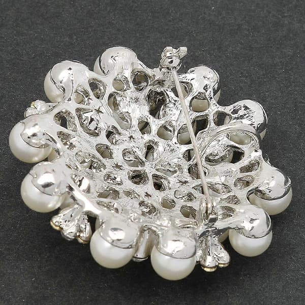 Stor Blomma Pärla Strass Brosch Bröllopsbukett Nål Kläder Accessoarer