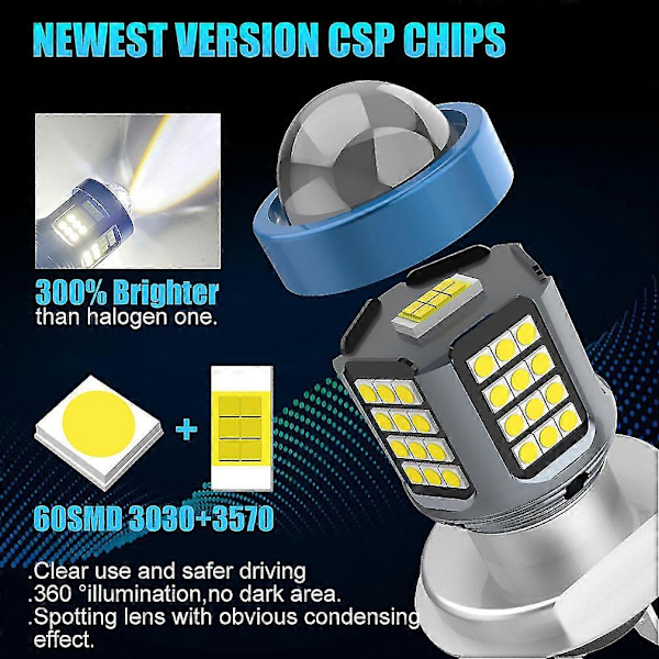 Exklusiva 20000lm H4 Led Moto H6 Ba20d Led Motorcykelstrålkastare 60smd 3030 3570 Csp Projektorlins 6000k Vit 3000k Gul 25w 12v