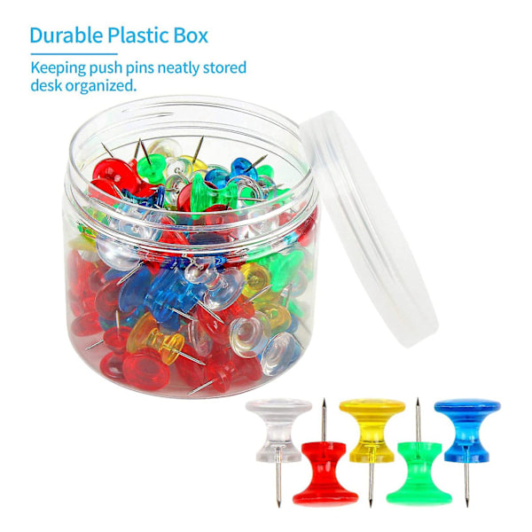 Store Push Pins 100-pak Store Thumbtacks Brugt til Korktavle Opslagstavle med Plastikkasse