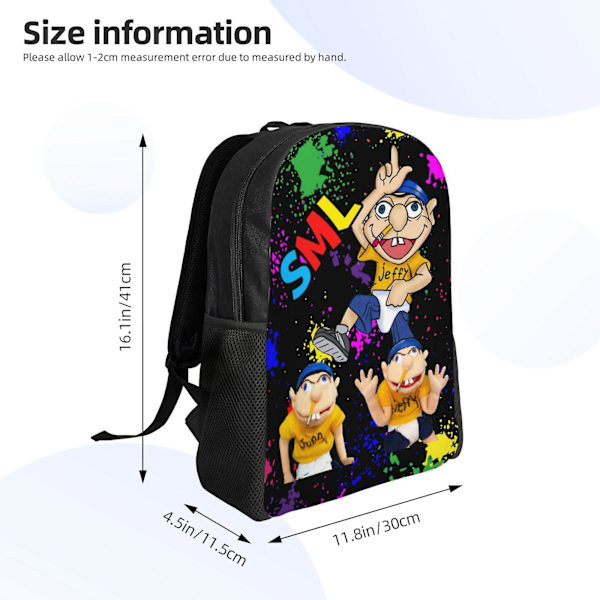 SML Jeffy Logo Unisex Ryggsäck Laptop Skolväska College Student Satchel Lätt Basic Dagryggsäck För Vuxen Tonåring Barn