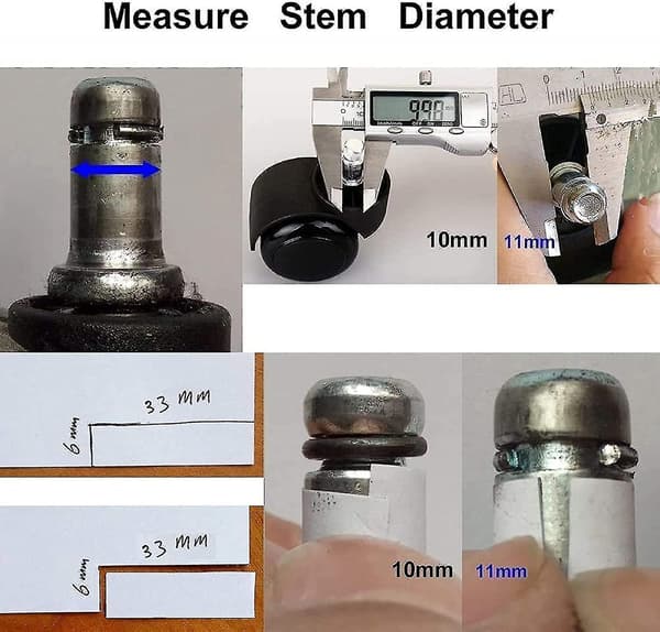 10mm stjälk gjutna hjul gummihjul för stolsbyte Tw