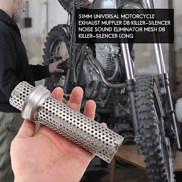 51mm Universal Motorcykel Udstødningsdæmper Db Killer - Støjreducerende Mesh Db Killer - Lang
