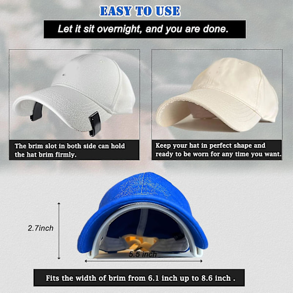Hatt Bill Bender, Hatt Brim Bender, Perfekt hattböjande band Brim Shaper för kepsar, levereras med hattstorleksreducerande tejp