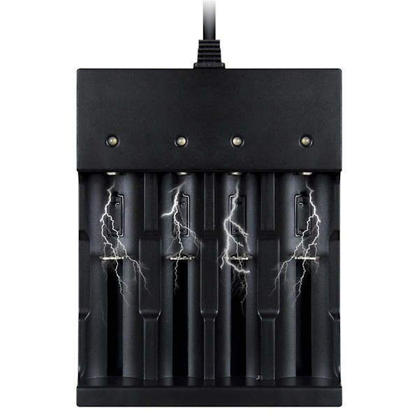4-bays Smart 18650 Batterilader, Universal lader til 3,7 Volt Li-Ion lommelygter, forlygter 18650 R