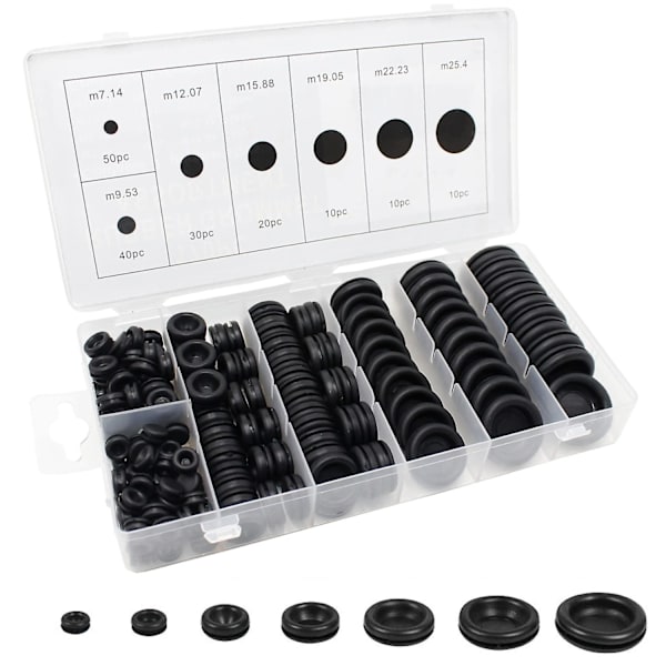 170 st gummigenomföring Brandvägg Hål Plugg Set Elektrisk Tråd Packning Kit, Gummigenomföringar för Kablage Sortiment Kit av Borrhål