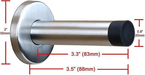 2x Dørstopper Væghængt Dørstopper Væghængt Robust Rustfrit Stål Gummipuffer