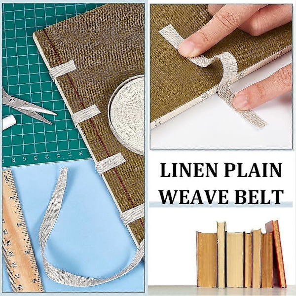 11 Yards Linned Binding Bogtape 3/8 tommer Bred Bogbindingsreparationstape Kludforsyninger til Bogbinding Bogkunst Syning DIY Håndværk