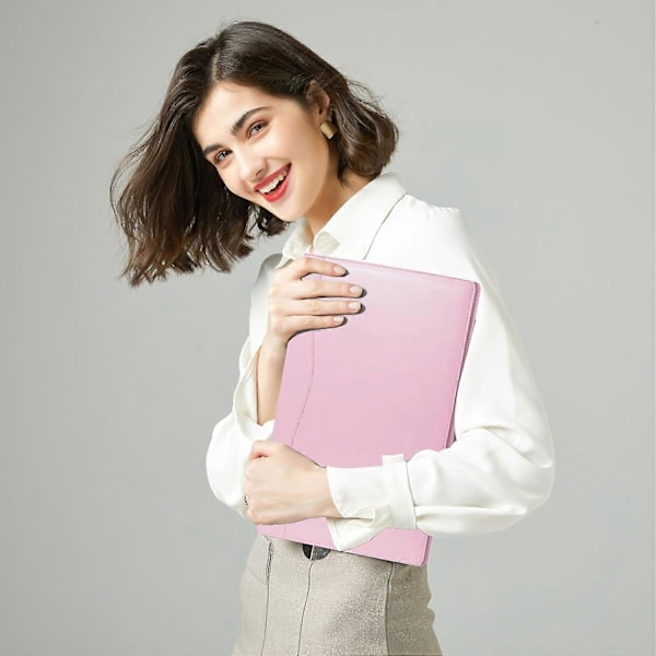 (Rosa) Läderportföljmapp Padfolio, Affärsmapp Organizer Dokumentplaner Portföljmapp Förvaringsficka för Legal Pad Hållare Pappersarbete P