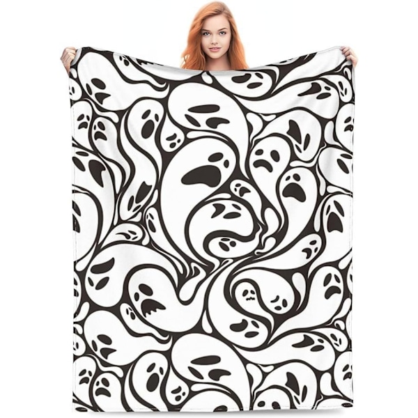 Halloween-teppe - Plussj Halloween-teppe - Koselig flanell grå Halloween-dekorasjon for fest sofa seng stue 50\"x60\" Stil 18