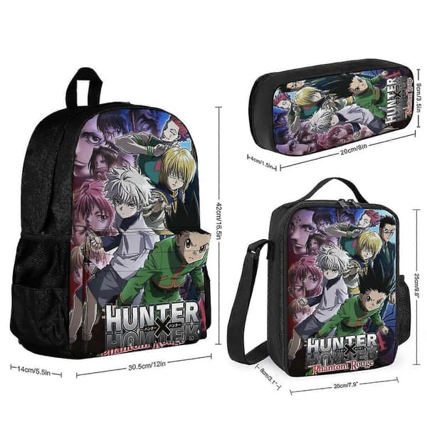 Hunter X Hunter 3-delars Ryggsäcksset med Lunchväska och Pennfodral