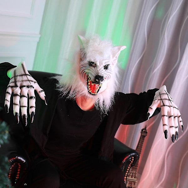 Party-asu Cosplay-naamio Wolf-kynnet Hanskat Kauhu Päänaamiosetti Halloween Werewolf-asu