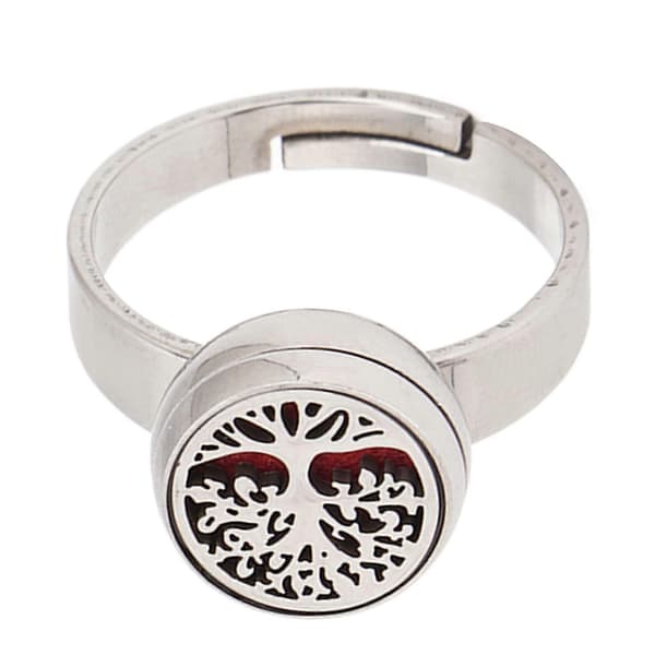 Aromaterapi Fingerring Justerbar Rustfrit Stål Mode Bærbar Mini Æterisk Olie Fingerring til Kvinder Type 1YMMR)