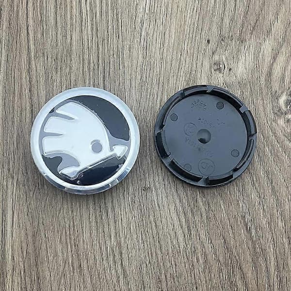 Sæt med 4 sorte hjulkapsler til Skoda 56 mm