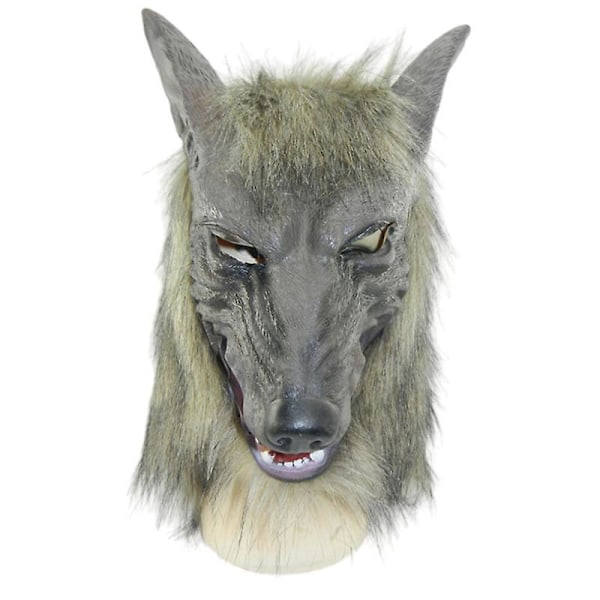 Halloween skrämmande varghuvudmask, skräckdjur gummi latex kostym rekvisita dekor för vuxen fest maskerad cosplay