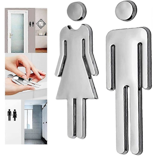 12cm Toilet Skilt, Toilet Husnummer, Rustfrit Stål Skilt 2stk