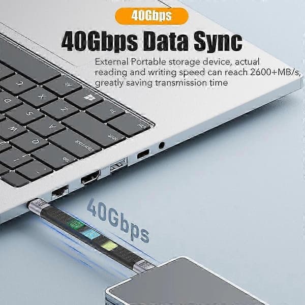 240W USB 4.0 Gen3 Datakabel 5A Snabbladdning för USB C till Typ C PD Thunderbolt 3 8K@60Hz 40Gbps Datakabel