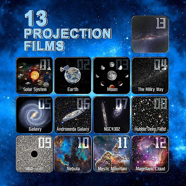 13-in-1 Planeetta- ja Galaksi-tähtiprojektorin yövalo HD-tähtitaivaan ja revontulien projektorilamppu lapsille makuuhuoneeseen