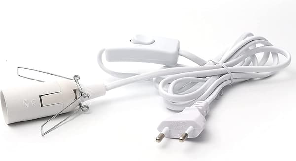 Kabel til Saltlampe med Afbryder - E14-1,8 M - Fatning til Saltlampe, Hvid
