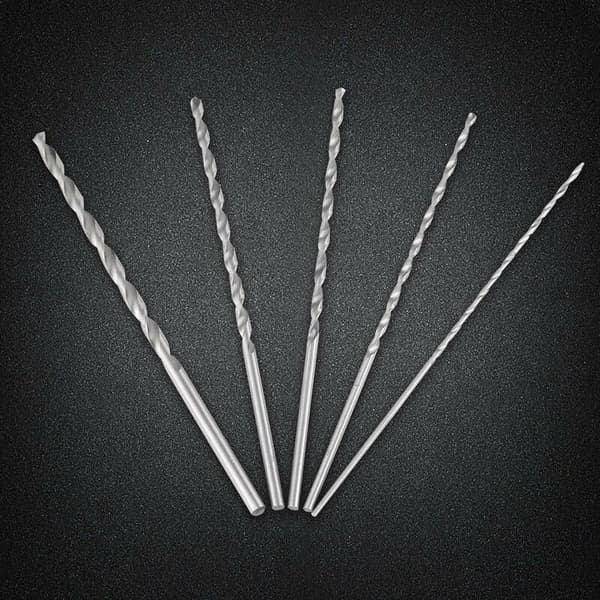 Borset, 2-5mm Stål Ekstra Lang Lige Skaft Spiralbor 5 stk
