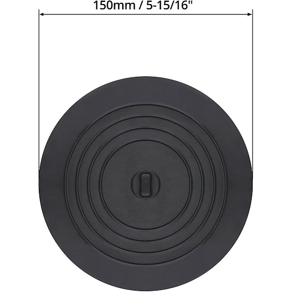 Sæt med 2 Silikon Aftapningsprop, Vask Propper, Badekar Stop, 15cm, Til Køkkenvask, Badekar, Sort