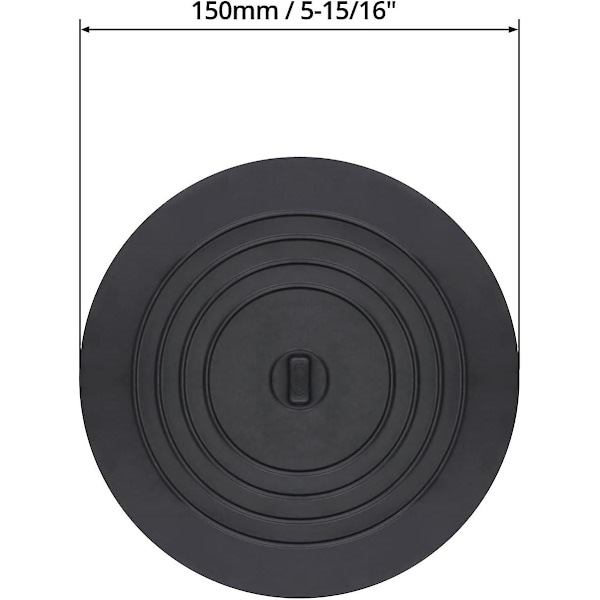 Sett med 2 silikonavløpsluker, vaskeluker, badekarpropp, 15 cm, for kjøkkenvask, badekar, svart