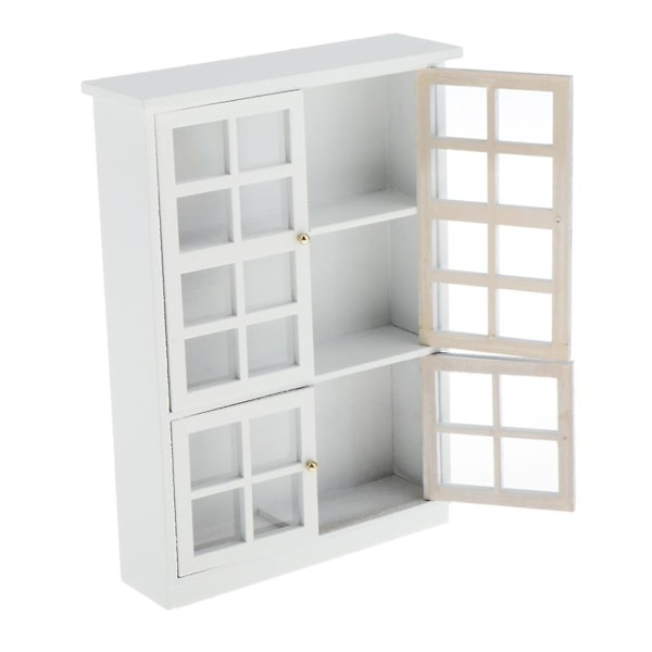 1/12 Dukkehuss Miniature Møbler Hvid Skab Display Hylde Hvid
