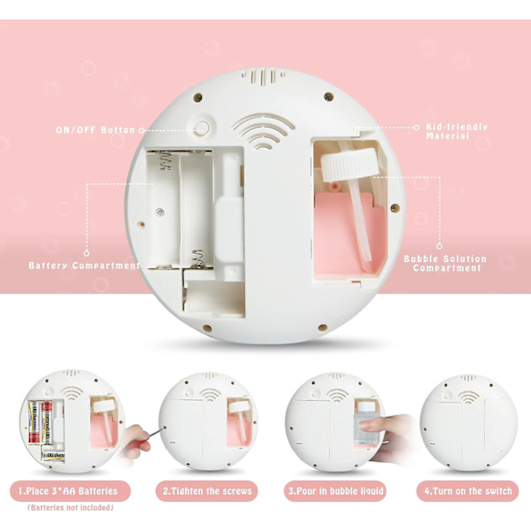 Panacare Automatisk Bubbelmaskin, Bubbelblåsare Leksak För Barn 3 4 5 6 År Gamla, 1500+ Bubblor/min Med Bubbellösning*2, Bärbar Regnbågsbubbelmaskin