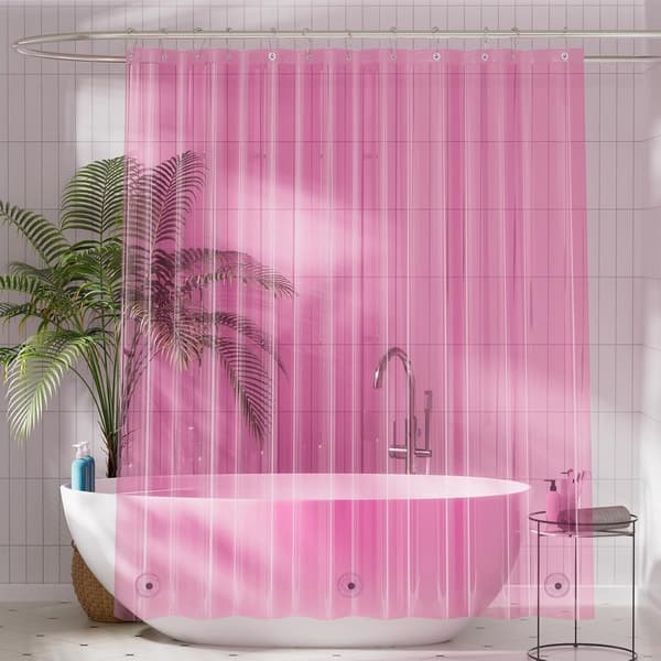 Duschdraperi - Vattentätt PEVA Duschdraperi - Lätt att rengöra - Badrumsduschdraperi - Avdelardraperi - Duschfoder - Rosa - 72*72 tum