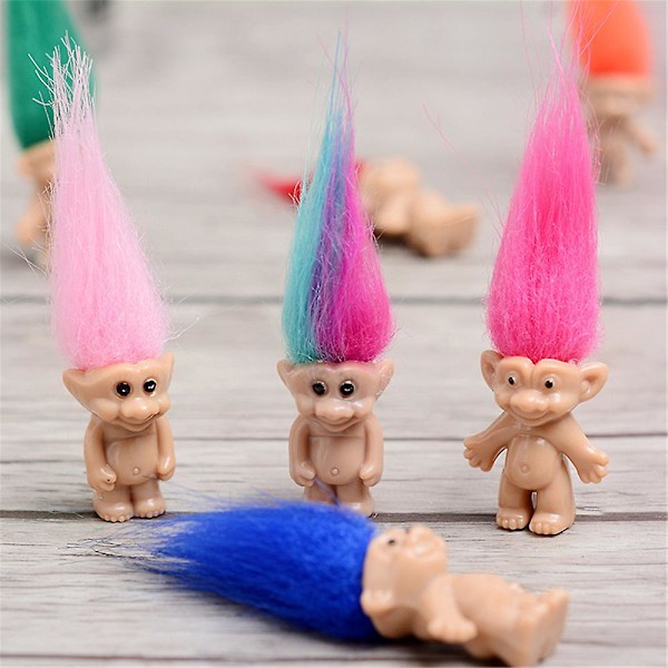 10 st/set Mini Troll Dolls, Pvc Vintage Trolls Lucky Doll Mini Action Figures Cake Toppers Kromatisk Bedårande Söta Små Killars Kollektion, Festgåva