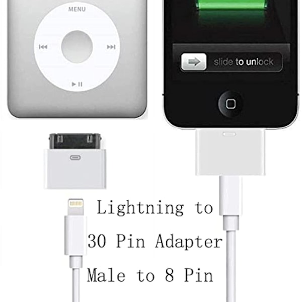 Lightning till 30-stiftsadapter, hane till 8-stiftshonkontaktkonverter med iPhone