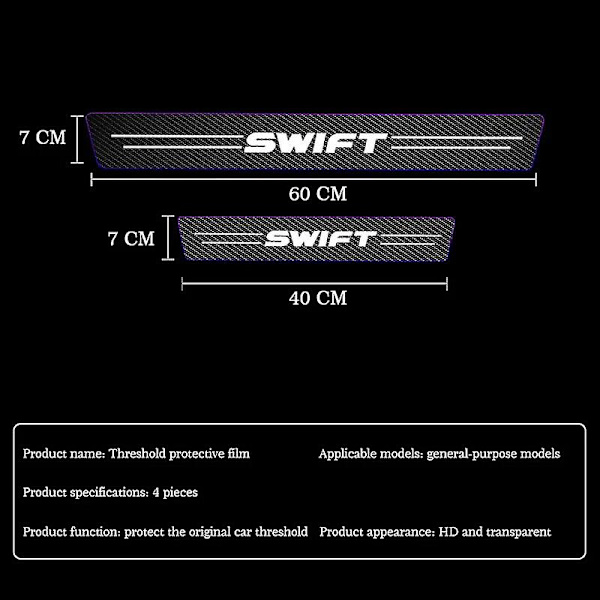 Kolfiber dörrtröskelskydd Suzuki Swift 2005-2015 2016 bildörr dörrtröskelskydd