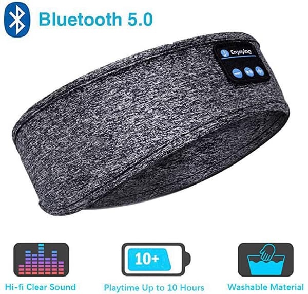 Søvnhodetelefoner - Pannbånd & Øyemaske med Bluetooth-hodetelefoner grå