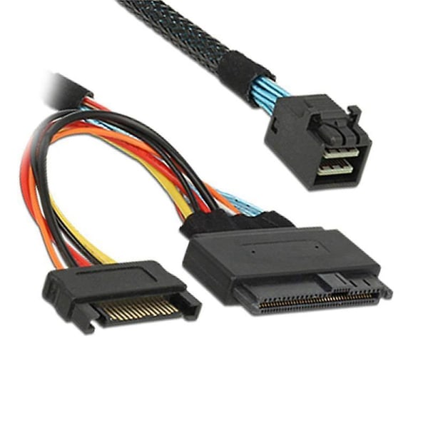 Indbygget 12G Mini SAS HD til U.2 / SFF-8643 til SFF-8639 Kabel 0,5M med 15-bens SATA Strømforsyning, Su