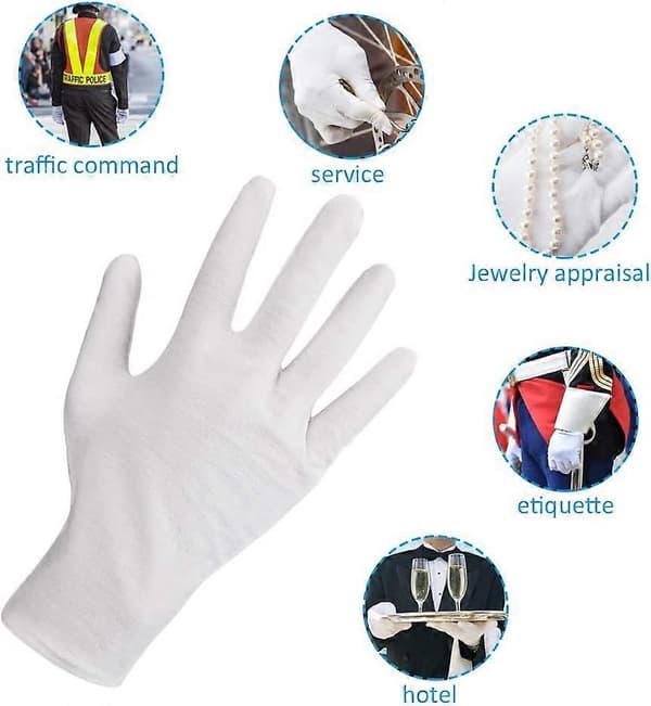 12 Par Vit Handske Bomulls Mjuka Bomulls Handskar Andningsbara Arbets Handskar Kvinnor