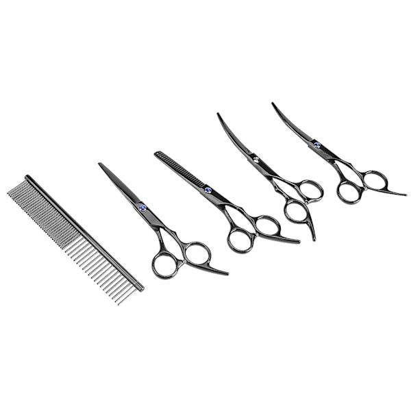 Pet Grooming Scissors Kit 7 stk - Klipning tyndere hårklippningsværktøjer til hund- og kattefrisører
